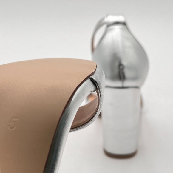 FSJ Silver Classic Chunky High Heel Sandals Open Toe Ankle Strap Dress Shoe - Picture 6 of 8